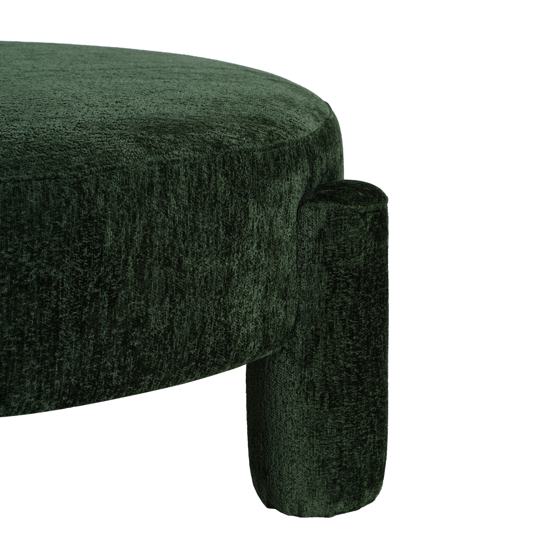 Christopher Knight Home 40" Round Large Accent Ottoman, Fully Upholstered Velvet with Tube Legs, Green