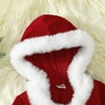 thumbnail image 6 of Odeerbi Infant Girls Christmas Flannel Dress Fall Winter Long Sleeve Hooded Dress V-neck Solid Color Christmas Plush Dress Infant Clothes Red, 6 of 9