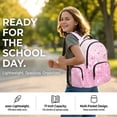 thumbnail image 7 of SCRAWLGOD Stars Print Pink School Backpack for Boys Girls Backpack for Kids Teens Elementary Middle School 17 inch Large Knapsack with Padded Strap, 7 of 7