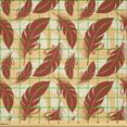 thumbnail image 2 of Ambesonne Rust Fabric by the Yard Microfiber, Bohemian Feathers Style Art, 3 Yards, Peach Paprika and Ivory, 2 of 2