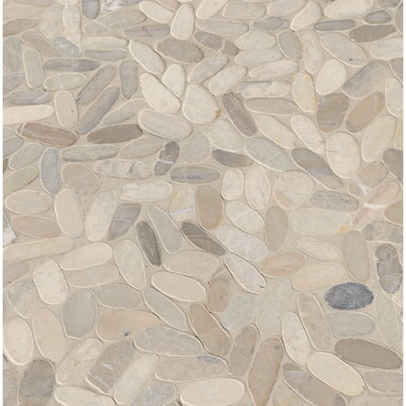 MSI Sliced Pebble Truffle 12 in. x 12 in. x 10 mm Tumbled Marble Mesh-Mounted Mosaic Tile (9.7 sq. ft. / case)