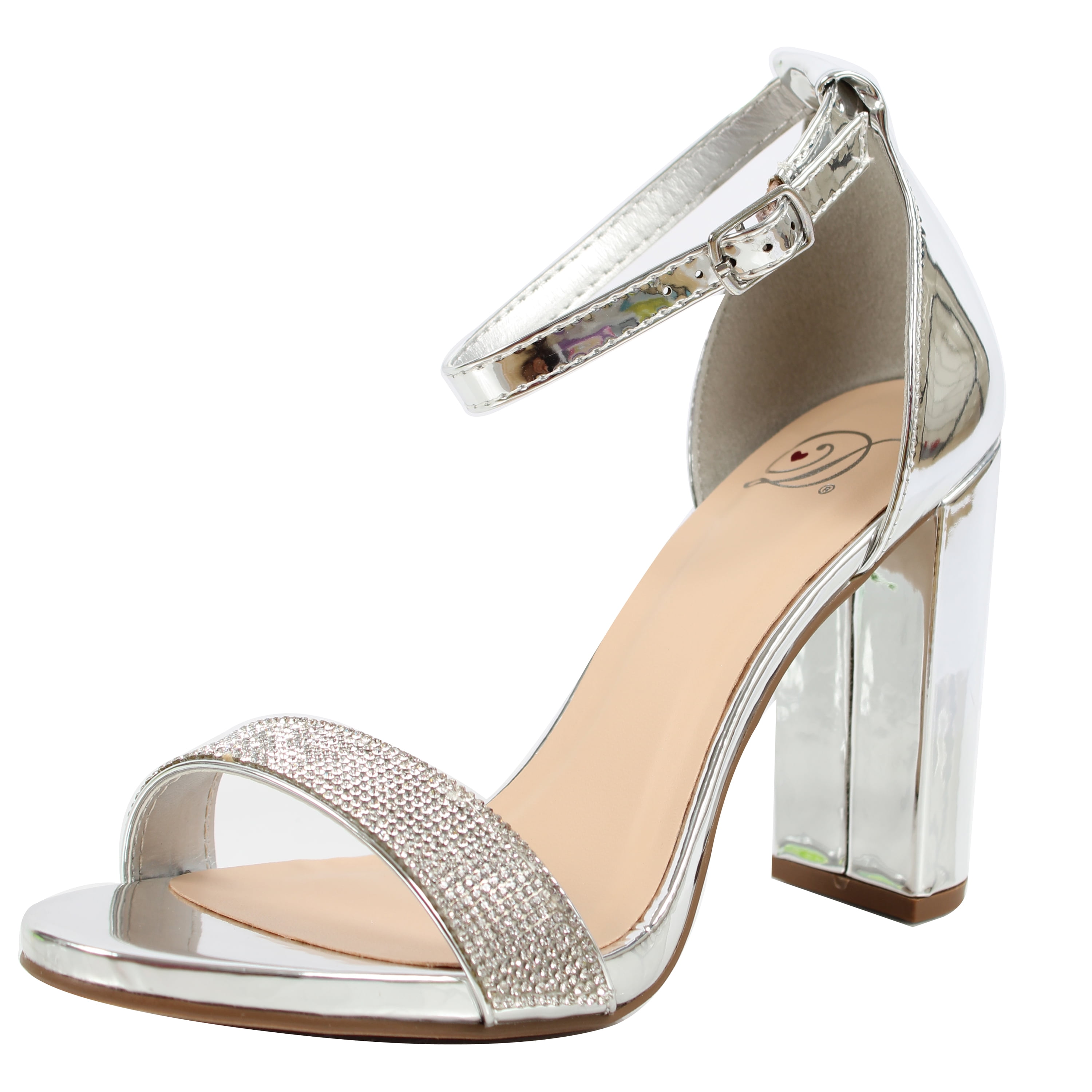 shiny block heels
