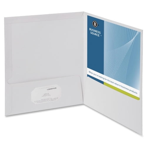Business Source Laminated Cover 2-pocket Portfolio Letter - 8 1/2' x 11' Sheet Size - 100 Sheet Capacity - 2 Internal Pocket(s) - White - 25 / Box