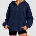 thumbnail image 2 of Wxolcjlv Solid Quarter Zip Hoodies for Women Long Sleeve Pullover Tops, 2 of 6