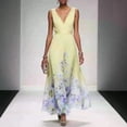 thumbnail image 2 of 2026 New Women's Light Blue Floral Print Deep V Neck Sleeveless Chiffon Maxi Dress Elegant Wedding Guest Formal Dress, 2 of 7