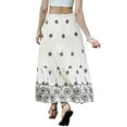 thumbnail image 3 of Boho Maxi Skirt for Women Ruffle Hem A Line Elastic High Waist Elegant Flowy Flared Long Skirts XS White, 3 of 6