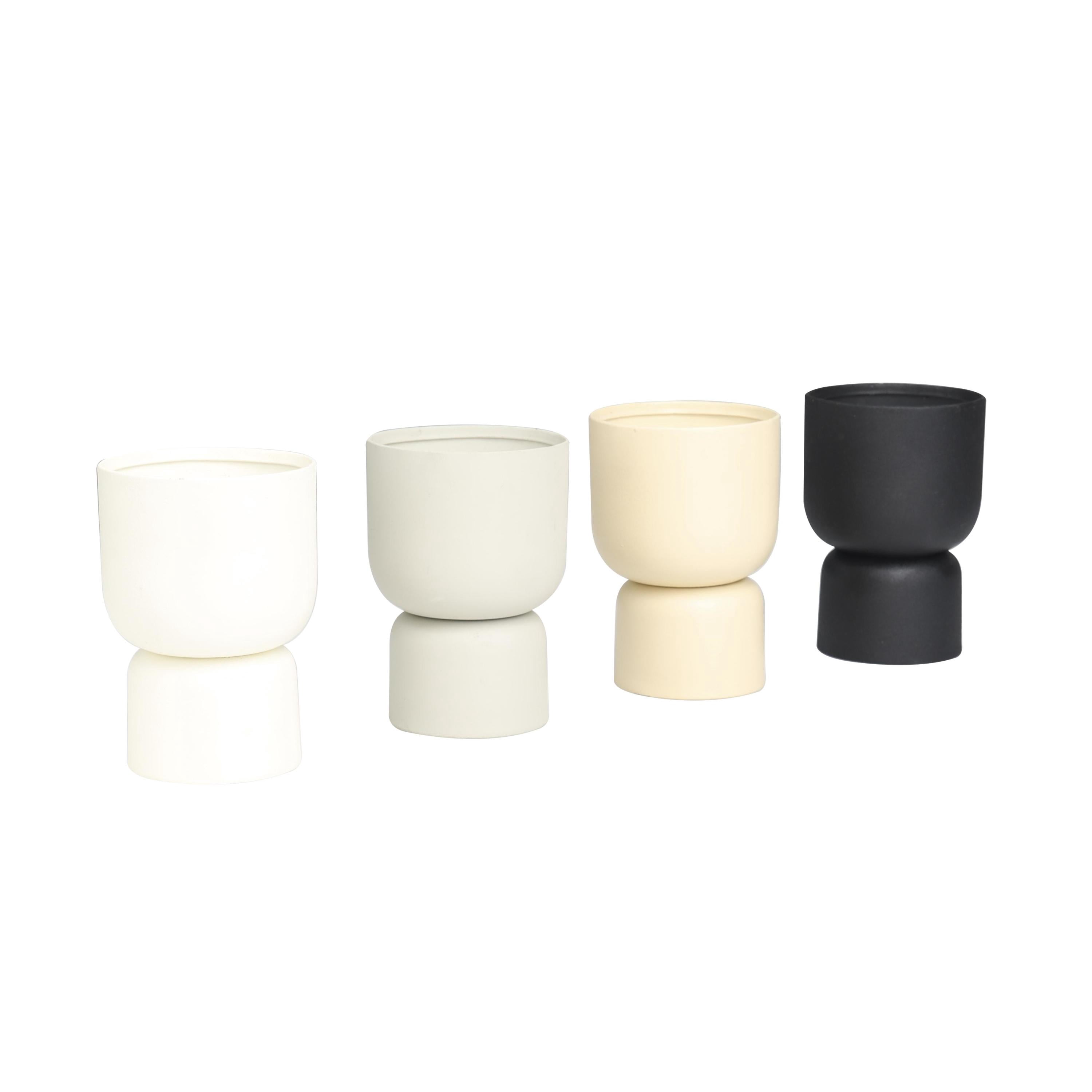 DecMode 4 Holder Multi Colored Metal Egyptian Mint, Mediterranean Fig, Sauvignon Blanc, and Vanilla Marshmallow Scented 12 oz 2 Wick Candle with White Wax, (Set of 4)