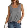 thumbnail image 4 of Yigetop Women Tank Tops Loose Fit, Women's Solid Color Round Neck Vest Summer Fashion Casual Top Woman Tank Top Grey 2XL, 4 of 7