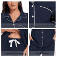 thumbnail image 3 of EA'S SECRET 100% Cotton Pajamas for Women Set Short Sleeve and Long Pants Pj Sets Woman Button Down Sleepwear with Pockets(Navy,S), 3 of 9
