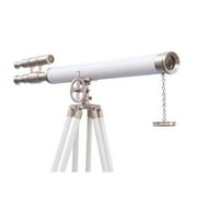 Handcrafted Decor ST-0124-BN-WL Floor Standing Brushed Nickel with White Leather Griffith Astro Telescope, 65 inch