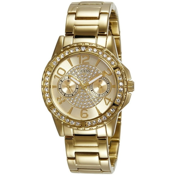 GUESS Women's Sassy 36mm Gold-Tone Steel Bracelet & Case Quartz Analog Watch W0705L2