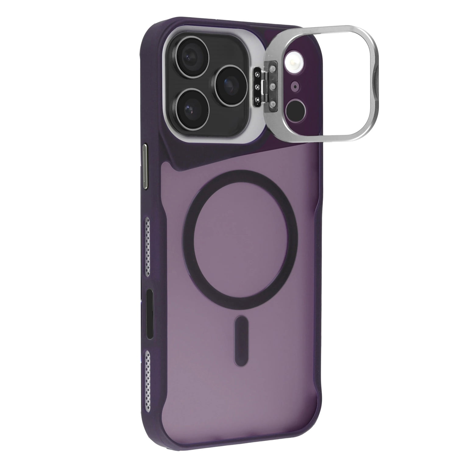 Matte Clear Camera Stand Case with Wireless Charging for iPhone 17 Pro Max - Purple
