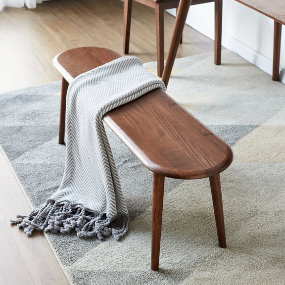 Modern Solid Wood Dining Table Bench, Kitchen Seating Bench in Walnut