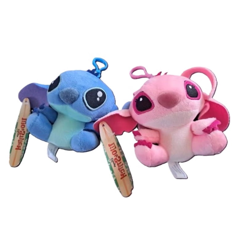 Stitch & Angel Plush Keychain Set – 2-Pack Backpack Clips 12cm