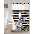 thumbnail image 6 of No Hook Shower Curtain with Snap in Liner, Easter Bunny Carrot Cute Rabbit Waterproof Bath Curtain Double Layers with See Through Top Window, Black and White Stripes Hotel Shower Curtains 36x72in, 6 of 9