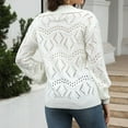thumbnail image 6 of Fnooota Sweaters for Women, V Neck Lightweight Knit Long Sleeve Pullover Tops White Size L, 6 of 9