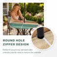thumbnail image 4 of Round Outdoor Tablecloth with Umbrella Hole and Zipper, Farmhouse Teal Brown Tablecloth with Elastic Waterproof, Vintage Wooden Striped Patio Table Covers for 31" - 35" Picnic Pool Tables, 4 of 9