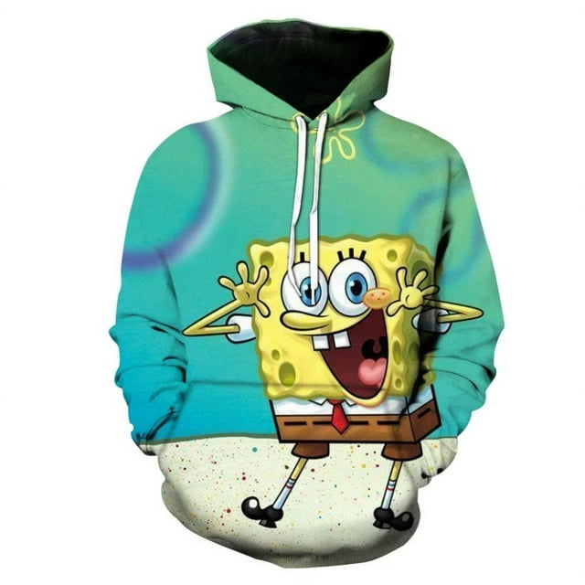 SpongeBob SquarePants Chandail à Capuchon Hip-Hop de Dessin Animé pour Hommes Femmes Unisexe
