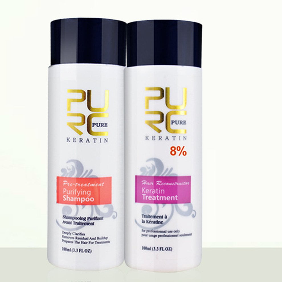 PURC 8 Formaldehyde Keratin Treatment and Purifying Shampoo Set Hair