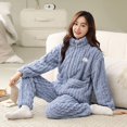 thumbnail image 3 of Conjunto de pijamas de franela para mujer, ropa de dormir de talla grande, M-5XL, gruesa y cálida, unicolor, para el hogar, Invierno, 3 of 5