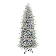 7.5 ft Pre-lit Flocked Slim Northern Fir PE/PVC Tree 400 UL Clear ...
