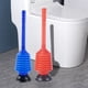 thumbnail image 1 of Destapador de desagües de inodoro a alta presión – Potente émbolo de succión para cocinas y baños domésticos, se adapta a lavabos, desagües de suelo, lavabos, plástico azul/rojo, mango duradero de, 1 of 6