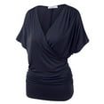 thumbnail image 2 of NINEXIS Women's Batwing Sleeve Surplice Wrap Front Dolman Top (Plus Size Available), 2 of 5