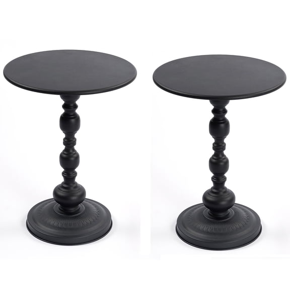 S-HOME Vintage Style Black Metal Side Tables Set of 2 Perfect For Indoor Outdoor Use Modern Classic Design Compact Living Areas