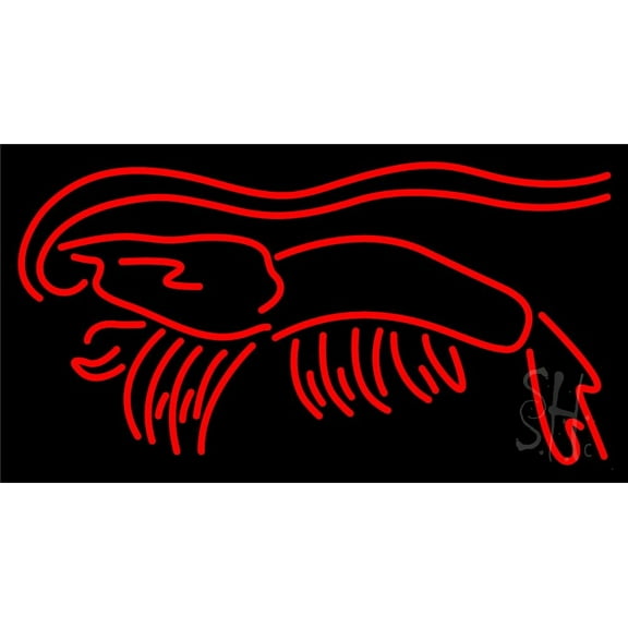 Shrimp LED Neon Sign 20" Tall x 37" Wide - inches Black Square Cut Acrylic Backing, with Dimmer - Premium built indoor Sign for Club, Home décor, Event, Workshop, Storefront.