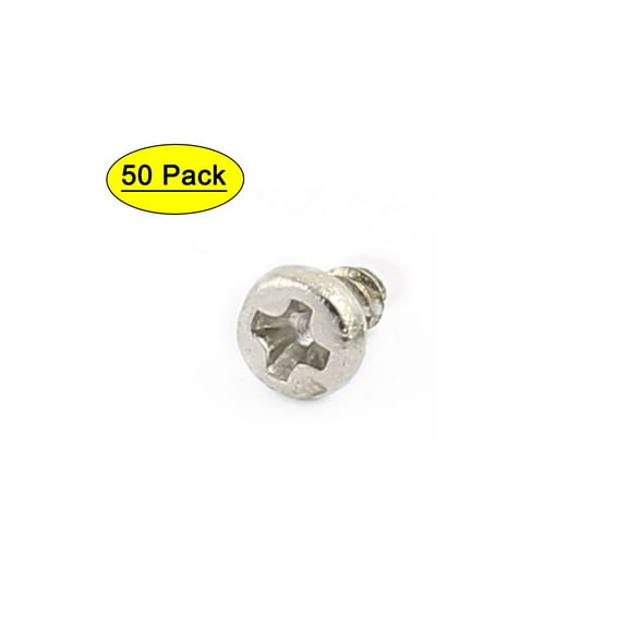 Uxcell M2 x 4mm Stainless Steel Pan Round Head Self Tapping Screws (50-pack)