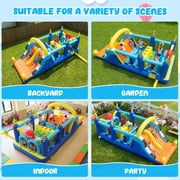 KloKick Kids Inflatable Playhouse – Backyard Obstacle Course with Water Slide & Safety Features