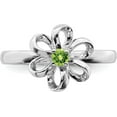thumbnail image 4 of Solid Sterling Silver Stackable Expressions Polished Peridot Flower Ring - Ring Size 7.0, 4 of 8