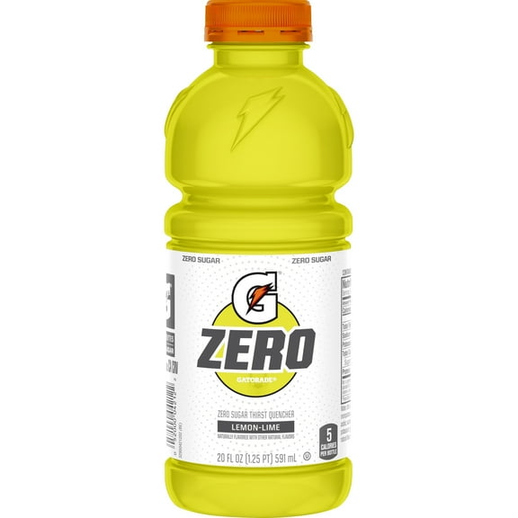 Gatorade Zero Sugar Lemon Lime Thirst Quencher 20oz Plastic Bottle Rehydrate, Replenish, Refuel Fluids, Electrolytes, Great Taste