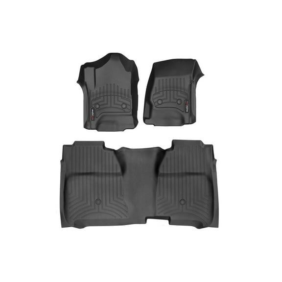 WeatherTech Custom Fit FloorLiners compatible with Silverado 2500HD/3500HD, Sierra 2500HD/3500HD, Silverado 1500, Sierra 1500 - 1st & 2nd Row (full coverage row), Black