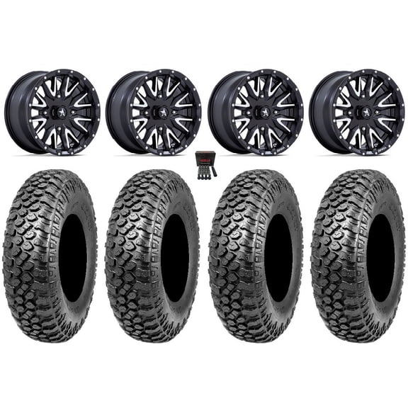MSA Creed 15" Wheels Machined 32" RAZR XT Tires Can-Am Commander Maverick Renegade Outlander Defender