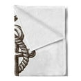 thumbnail image 2 of Vintage Nautical Tattoo Soft Flannel Fleece Throw Blanket, Engraving Look Sketch Anchor Rope Maritime Pattern, Cozy Plush for Indoor and Outdoor Use, 50" x 70", Chocolate and White, by Ambesonne, 2 of 5