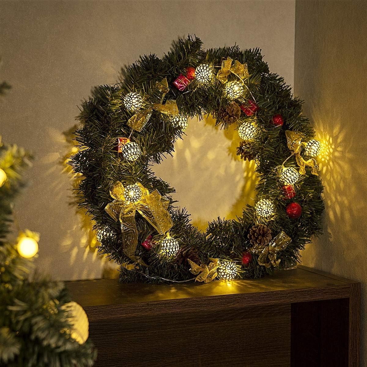 Moroccan String Light, 3.5m 12LED Solar Moroccan Ball Outdoor String Lights Solar Metal Ball Lights Waterproof for Garden