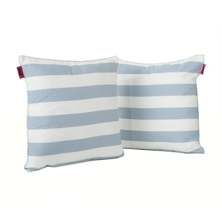 Miriam Fabric Throw Pillow Set Of 2 Light Blue And White Striped