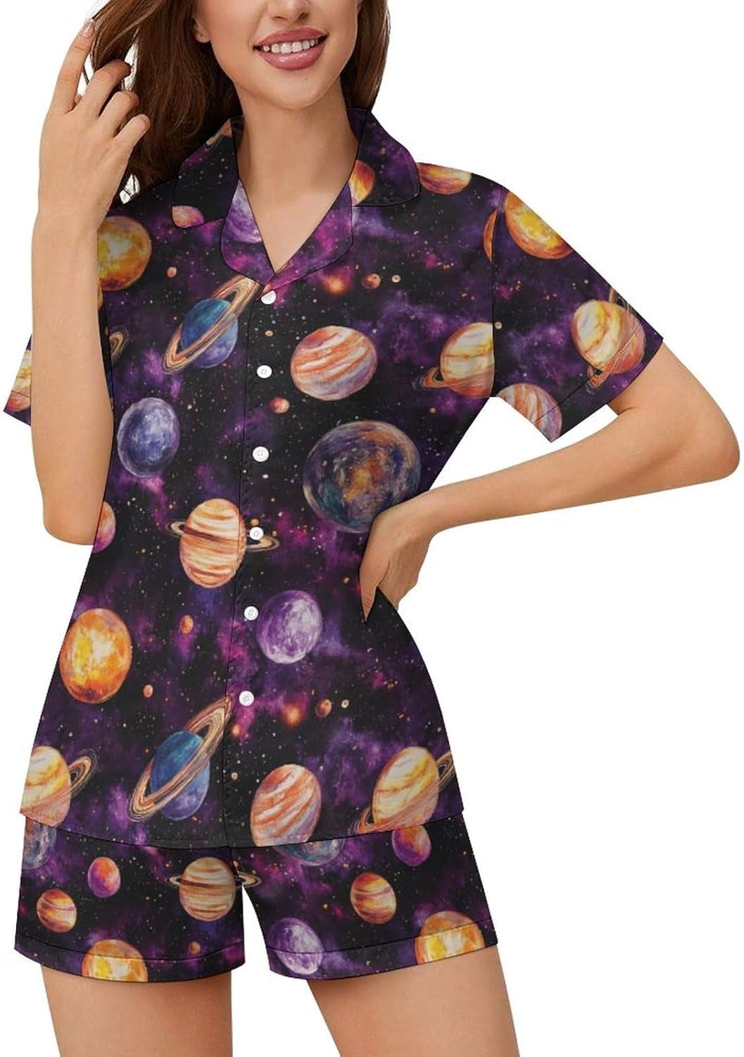 All-over print women’s short sleeve pajama top main image 0