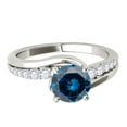 thumbnail image 4 of Mauli Jewels Engagement Rings for Women 1.25 Carat Halo Blue Diamond Engagement Ring 4 Prong-Setting 14K White Gold, 4 of 7