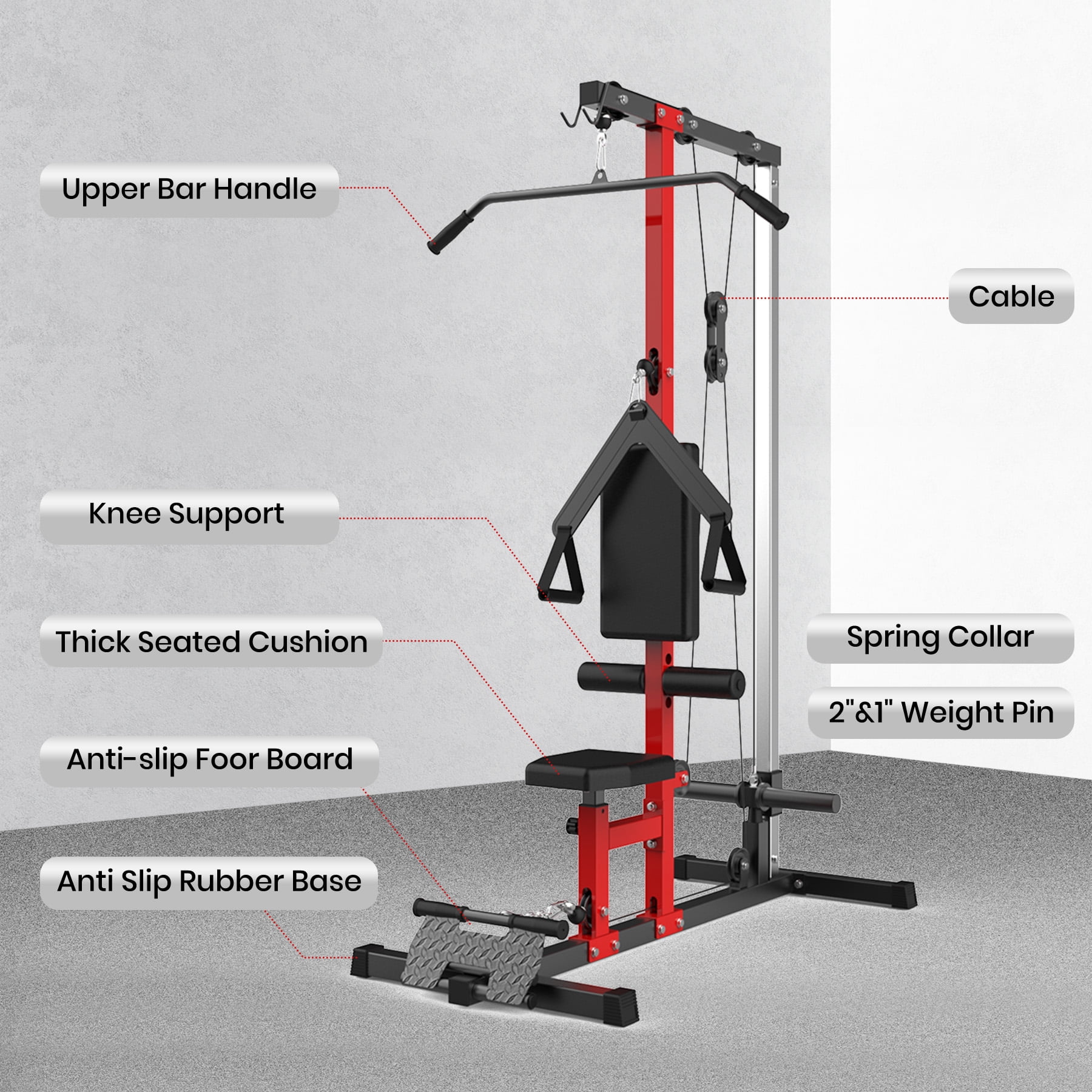 LAT Pulldown & Row Machine for Home Gym - High/Low Pulley System for Back, Arm & Leg Exercises
