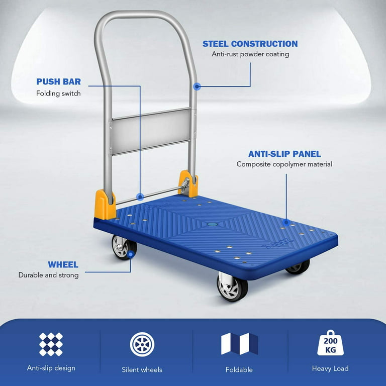 US IN STOCK] Truck Cart 440LBS Chinco Star Folding Push Cart Dolly Portable  Moving Dolly Cart with 360° Swivel 4' Wheels Heavy Duty Foldable Flatbed  Cart for Hand Moving 2022 Upgrade 