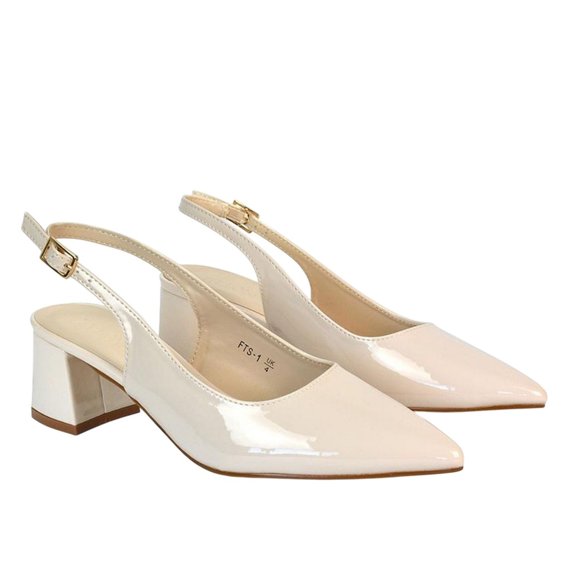 XY London Womens Becky Patent Leather Sling Back Court Pumps