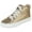 Gold, variant on Flat Women High Top Sneakers Chelsea Shoes Lace Up White Sole Rhinestone Bling DOLCE-77 Red 8.5