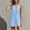 Light Blue, variant on Women's Round Neck Sleeveless A-Line Mini Dress, Button Front Contrast Trim Pocket Shift Top, Relaxed Lightweight Breathable Cotton Linen Blend Solid