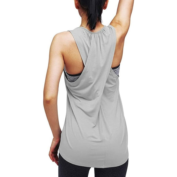 Workout Tops for Women Yoga Athletic Shirts Long Tank Tops Gym Workout  Clothes