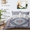 thumbnail image 3 of Bohemian Bedding Duvet Cover Set Full Size 4 Pieces Vintage Tribal Boho Floral Monaco Ethnic Style Blue Bedding Set with Zipper Closure, 1 Comforter Cover 86x86 Inches 1 Flat Sheet & 2 Pillow Cases, 3 of 7