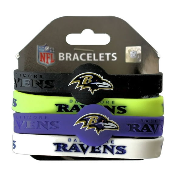 NFL Baltimore Ravens Sports Team Logo Silicone Rubber Wrist Band Bracelet - Set of 4