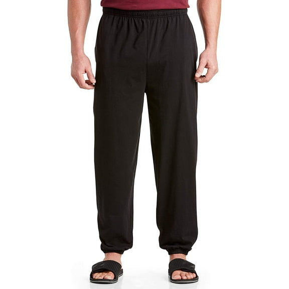 Harbor Bay by DXL Men's Big and Tall Cinched-Hem Jersey Pants, Granite Heather, 4XLTALL
