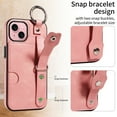 thumbnail image 4 of Allytech Wallet Case for iPhone 15 Plus, [Card Slot] [Ring Buckle] [Adjustable Wristband with Snap Buckles] Premium PU Leather Kickstand Shockproof Case Cover for Women Men - Pink, 4 of 10